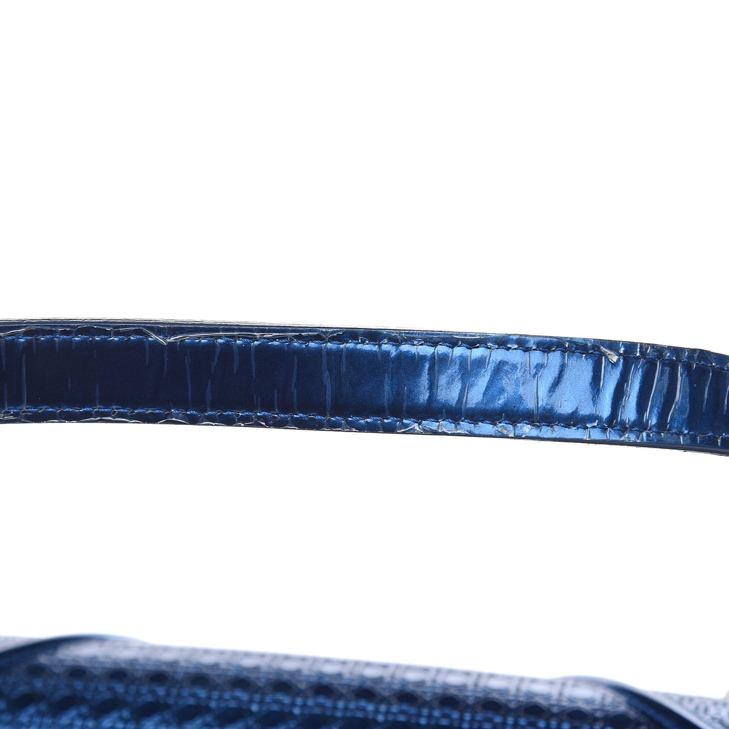 Metallic Patent Micro-Cannage Medium Diorama Flap Bag Blue