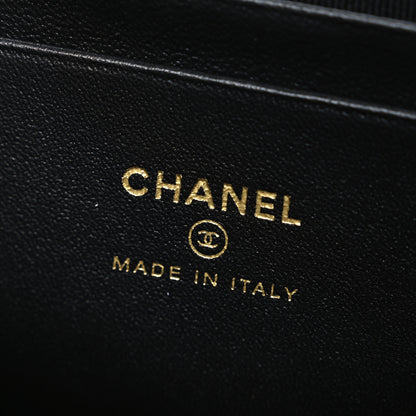 Chanel Suede Calfskin Shiny Lambskin Quilted Top Handle Slim Vanity Case With Chain Beige Black 6 of 11