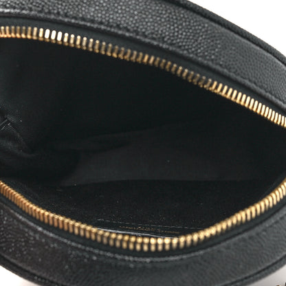 Saint Laurent Grain De Poudre Matelasse Chevron Quilted Round Vinyle Camera Bag Black 5 of 11