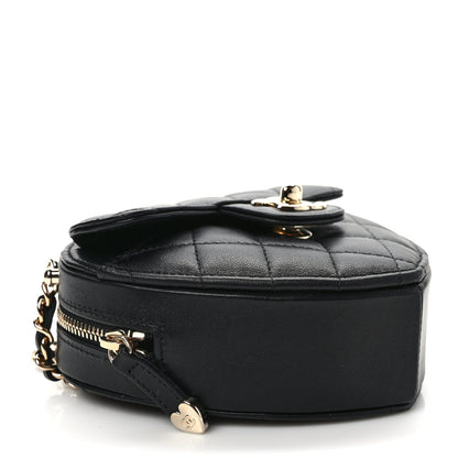 Chanel Lambskin Quilted CC In Love Heart Clutch With Chain Black 4 of 10