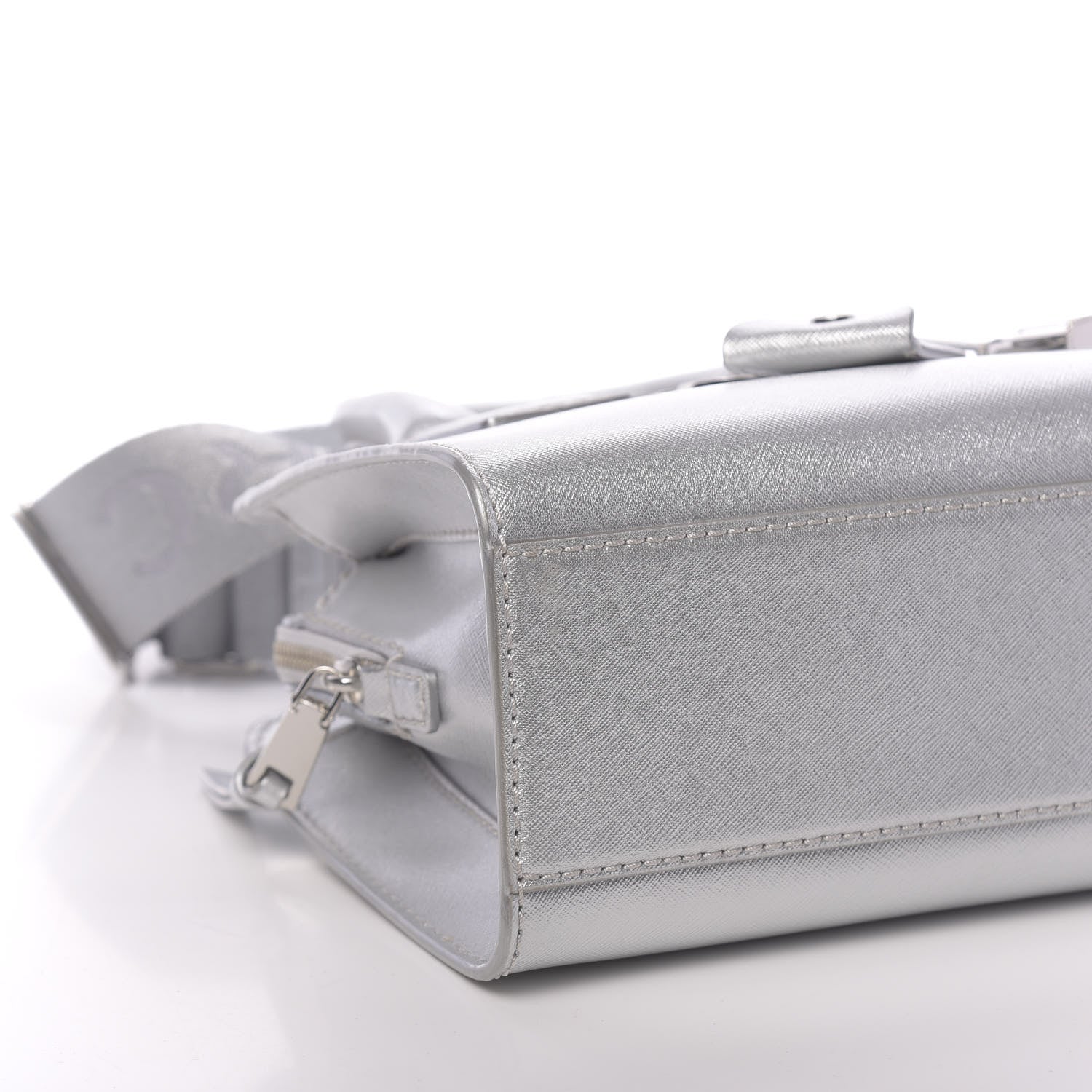 Marc Jacobs Metallic Saffiano Little Big Shot Tote Silver 9 of 10