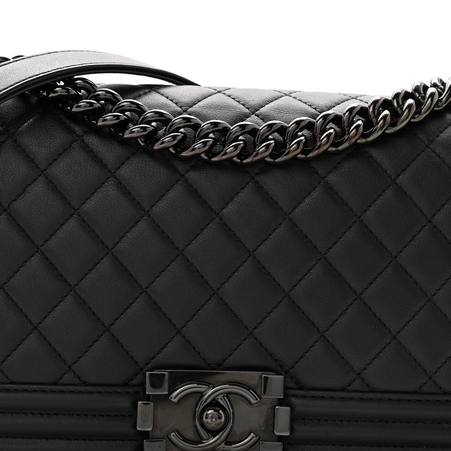 Chanel Calfskin Quilted Medium Boy Flap So Black 8 of 11