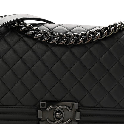 Chanel Calfskin Quilted Medium Boy Flap So Black 8 of 11