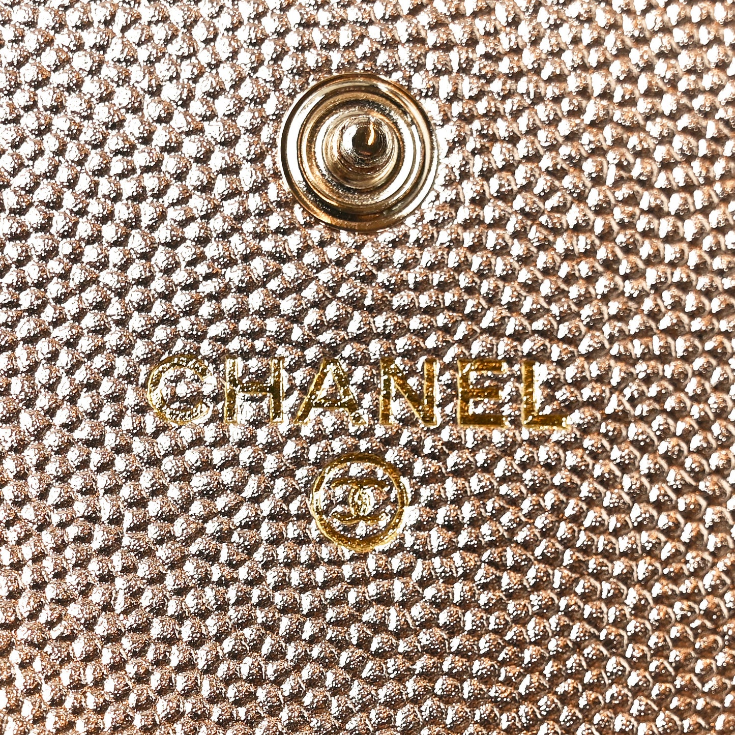 Metallic Caviar Quilted CC Flap Card Holder Copper