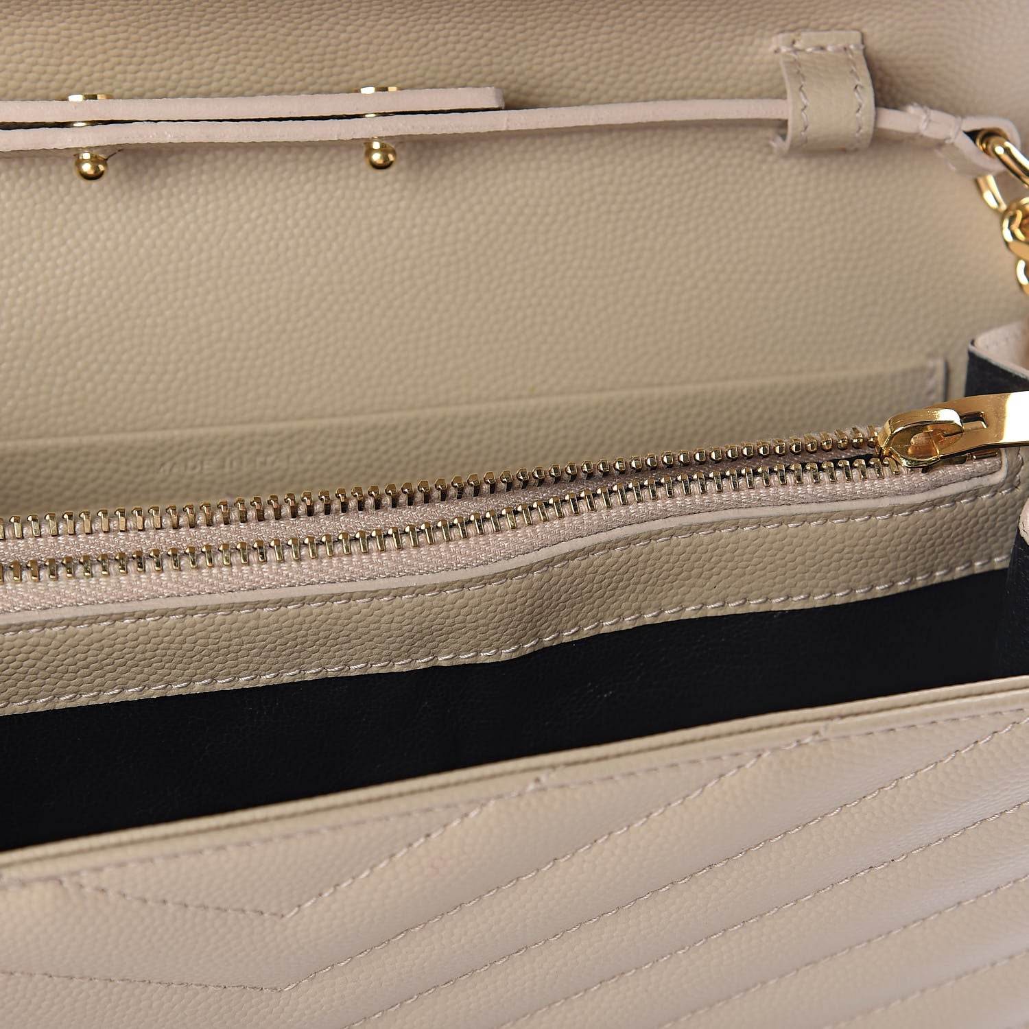 Saint Laurent Grain De Poudre Matelasse Chevron Monogram Chain Wallet Nude Powder 8 of 8