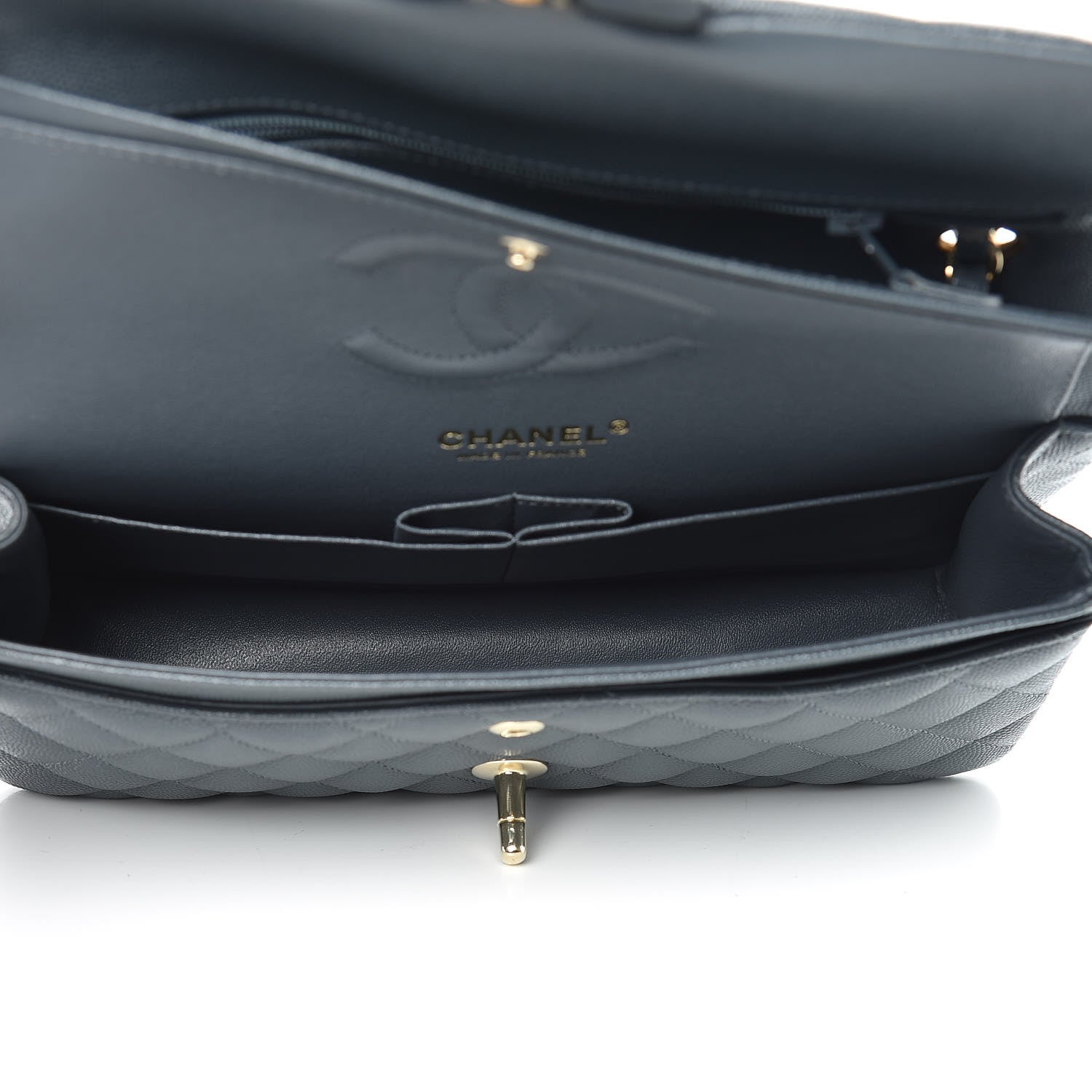 Chanel Caviar Quilted Medium Double Flap Dark Grey 5 of 11