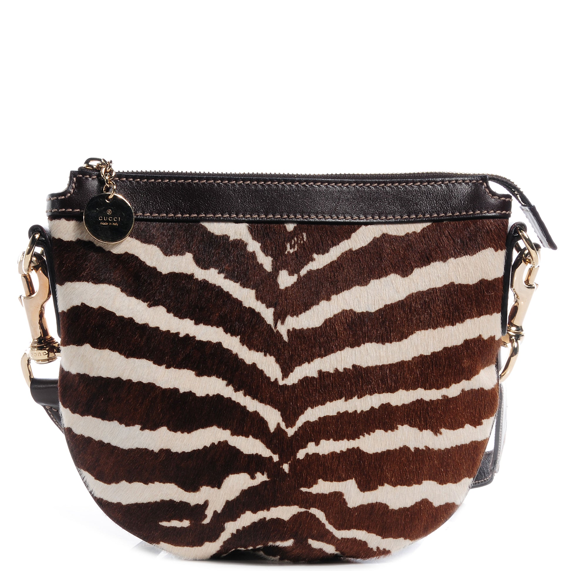 Gucci Pony Hair Zebra Print Crossbody Bag Brown 1 of 7