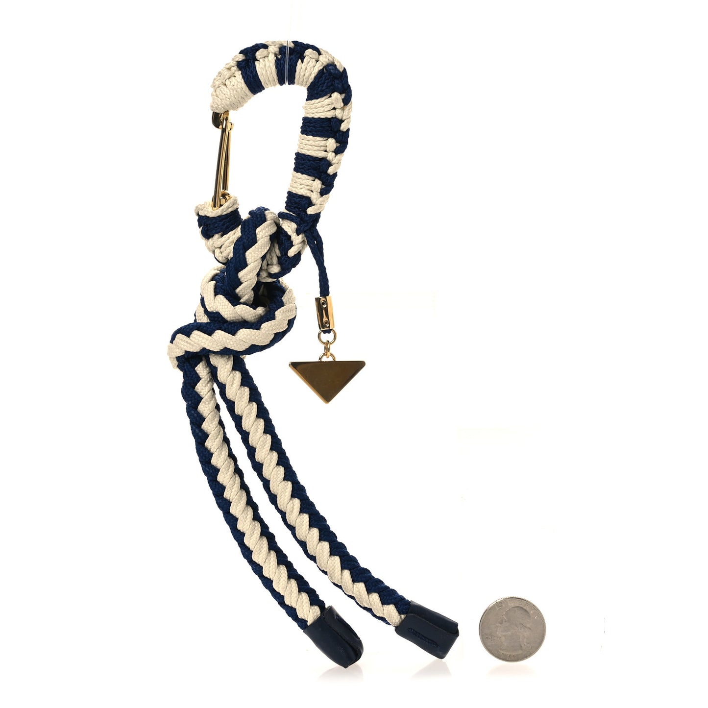 Cotton Striped Metal Triangle Logo Cord Keychain Blue White