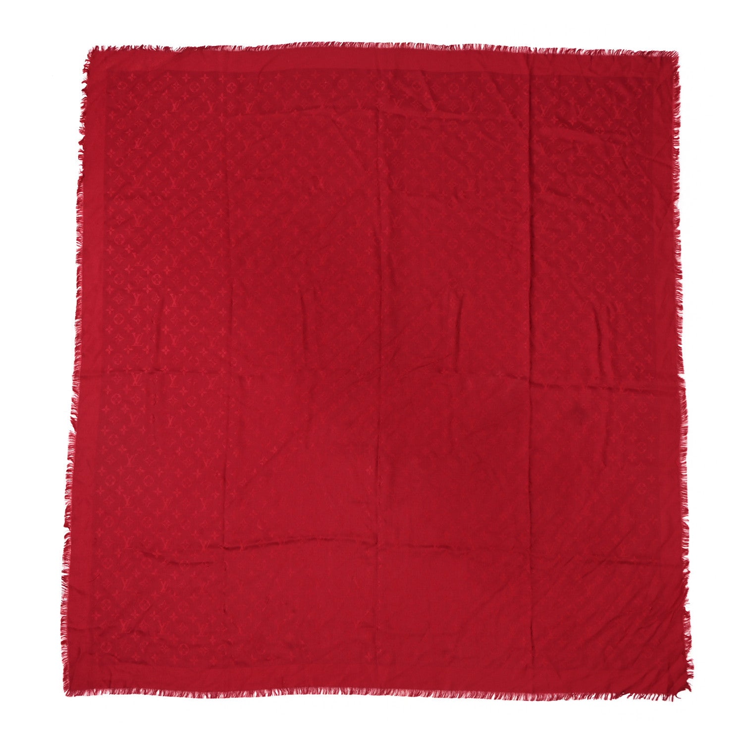 Louis Vuitton Silk Wool Monogram Shawl Pomme D'Amour 1 of 9