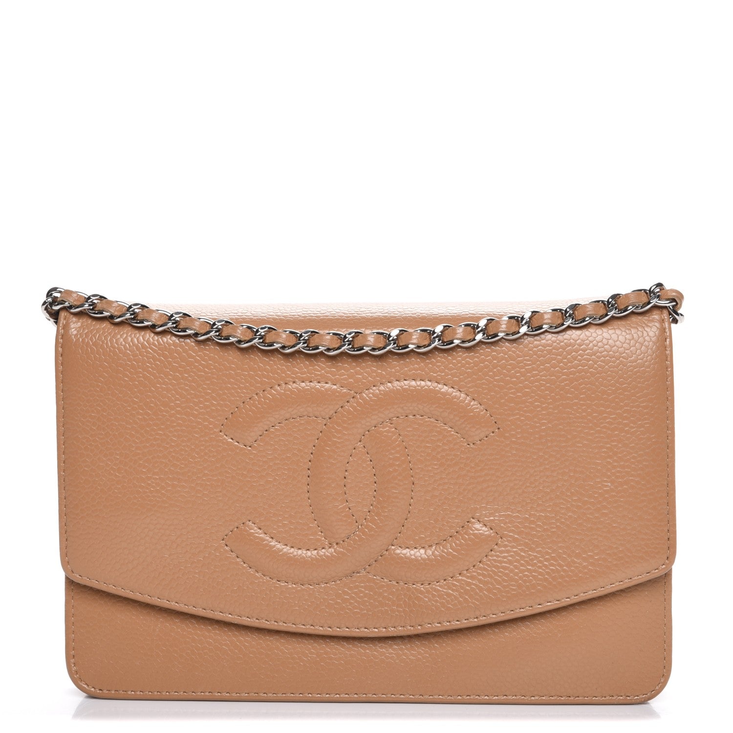 Chanel Caviar Timeless CC Wallet On Chain WOC Beige 1 of 9