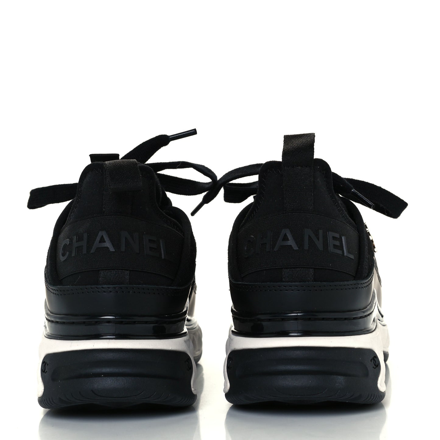 Velvet Calfskin Mixed Fibers CC Sneakers 37 Black