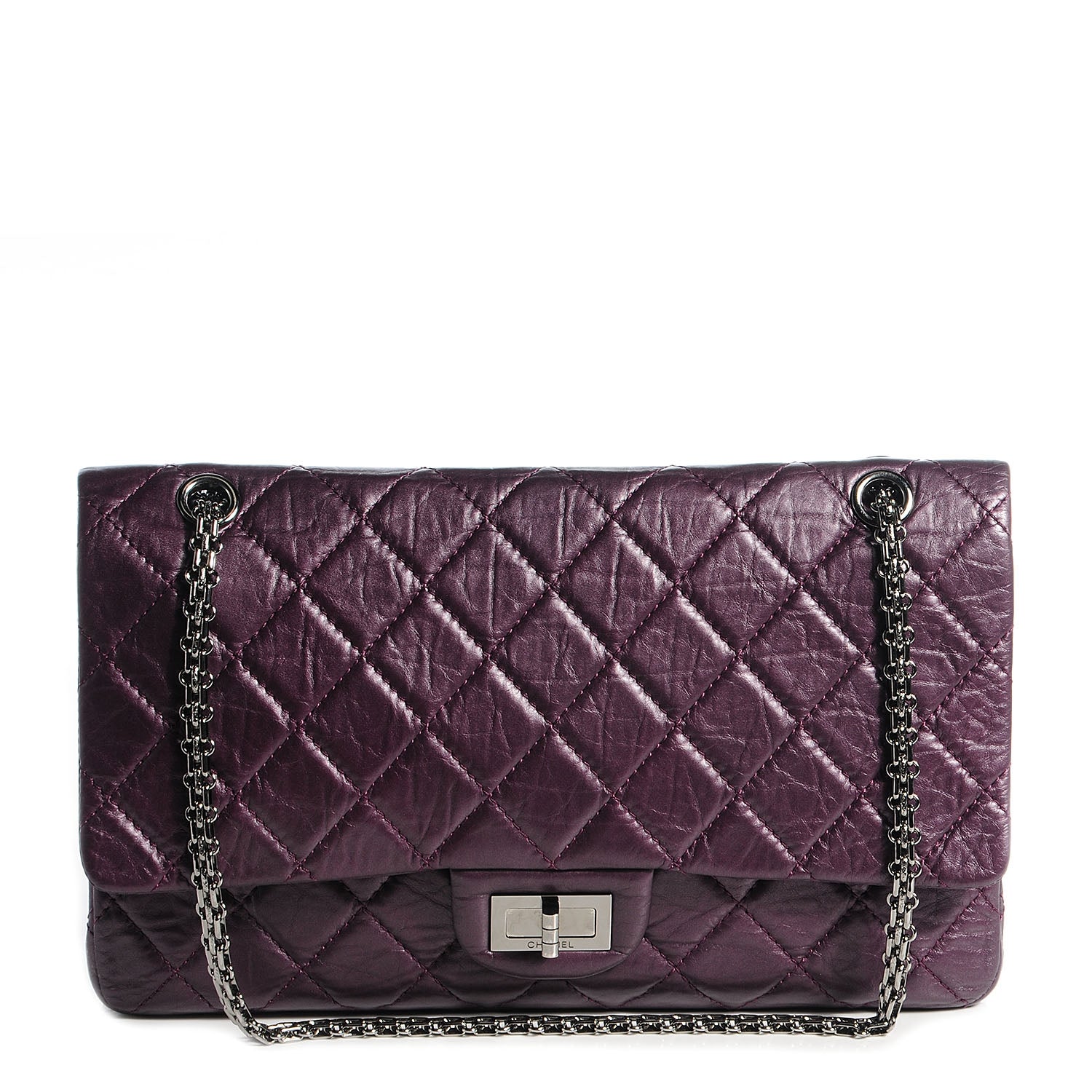 Chanel Aged Calfskin 2.55 Reissue 227 Flap Metallic Dark Purple 1 of 8