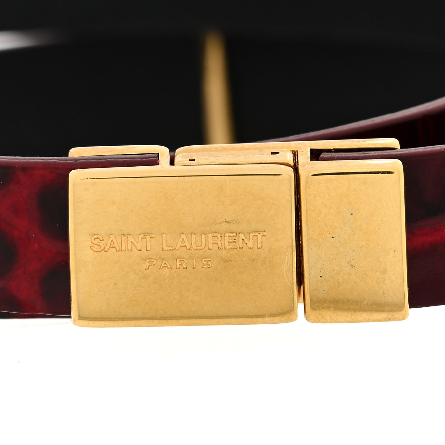 Calfskin Crocodile Embossed Opyum Double Wrap Bracelet L Sunset Amber