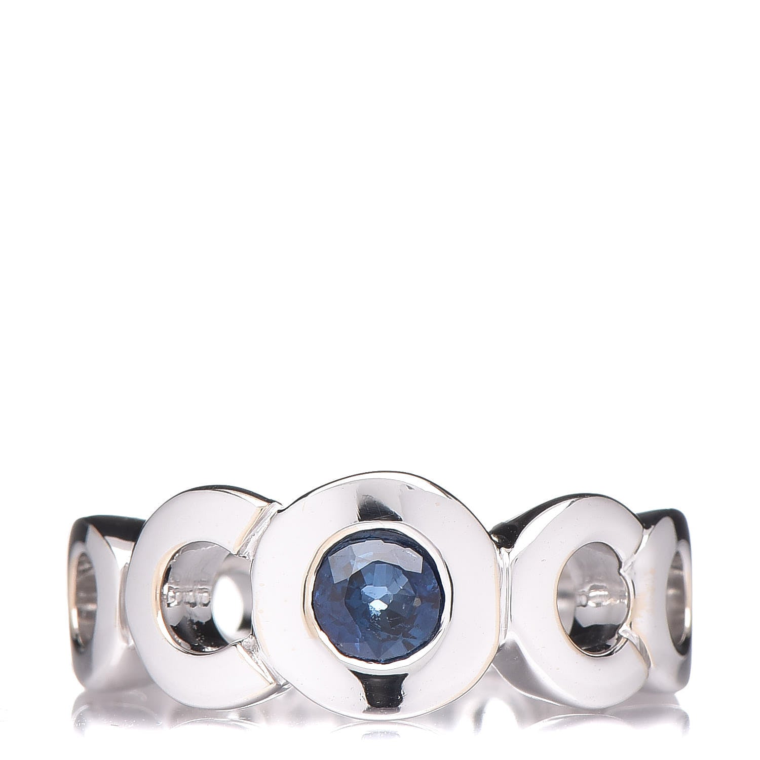 Chanel 18K White Gold Blue Sapphire Coco Ring 48.5 1 of 5