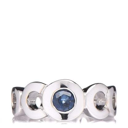 Chanel 18K White Gold Blue Sapphire Coco Ring 48.5 1 of 5