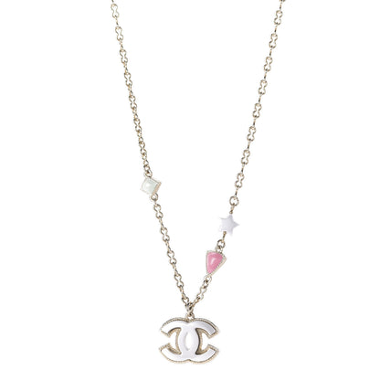 Chanel Resin Pearl Beaded CC Short Necklace Green White Pink 1 of 7