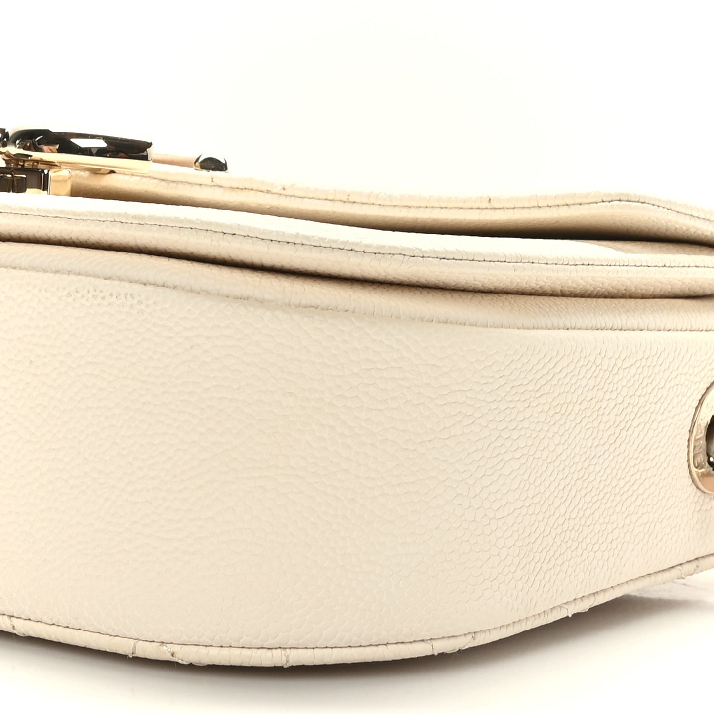 Grained Calfskin Quilted Small Cuba Top Handle Flap White