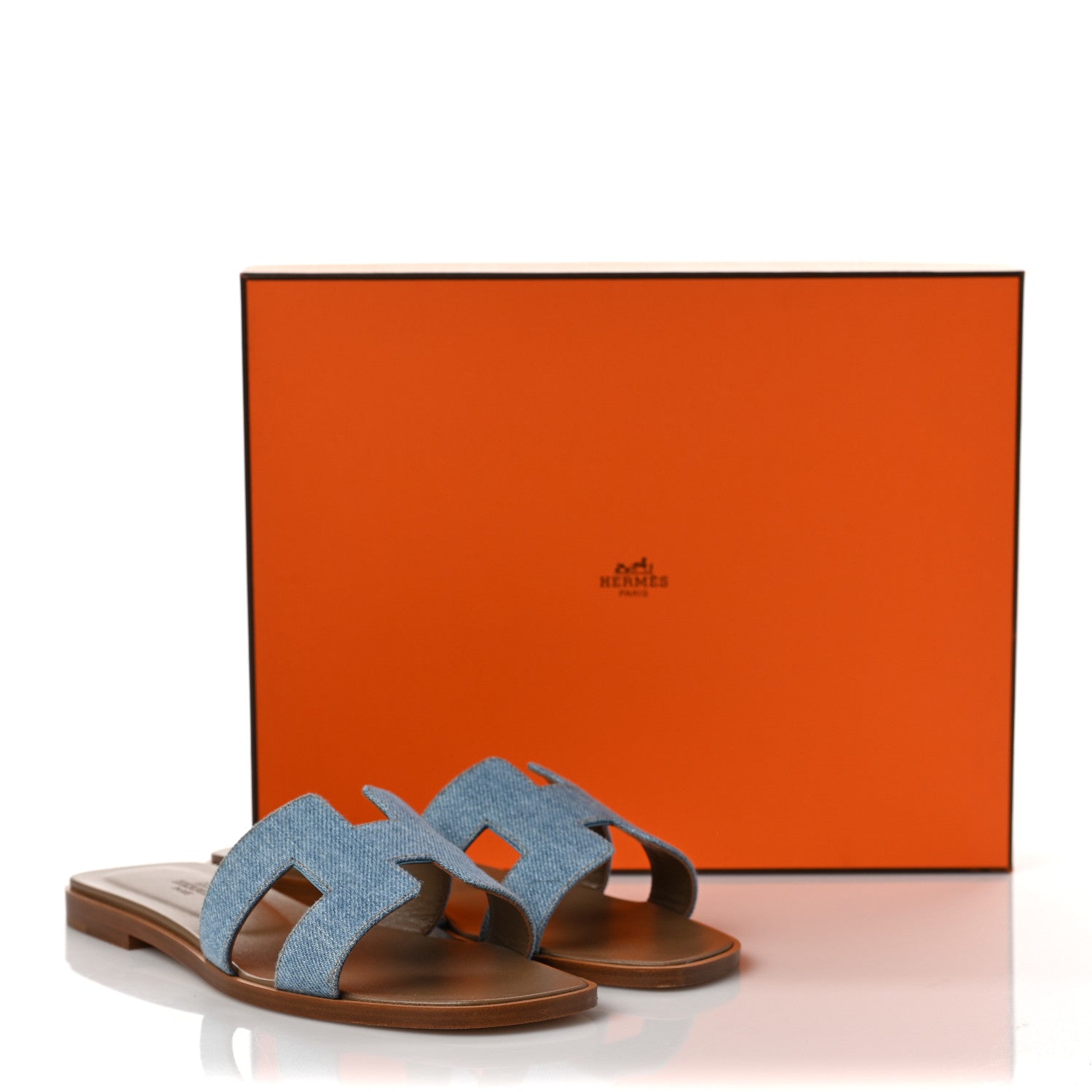 Hermes Denim Canvas Oran Sandals 36 Bleu Clair 9 of 9