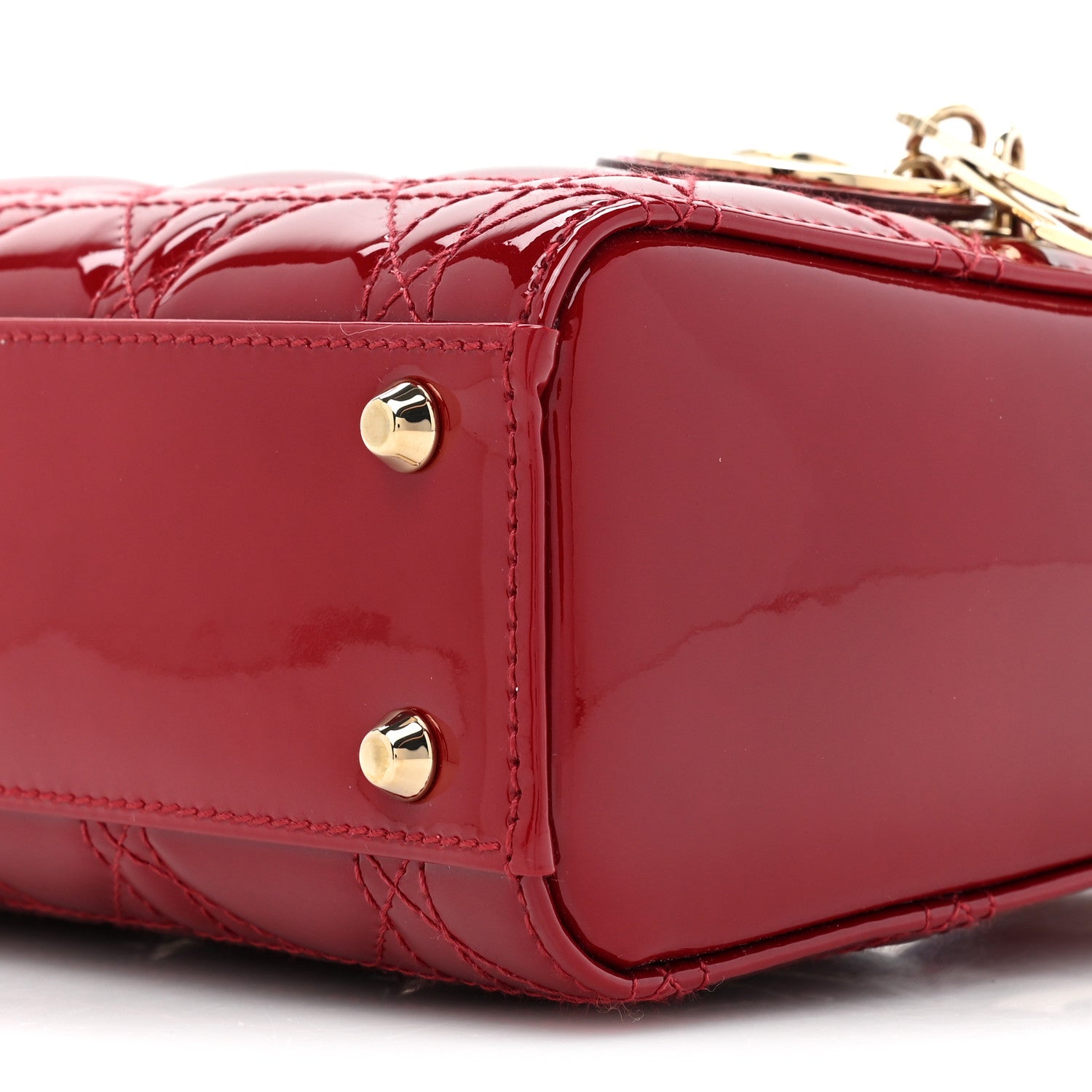 Christian Dior Patent Cannage Mini Lady Dior Red 8 of 9