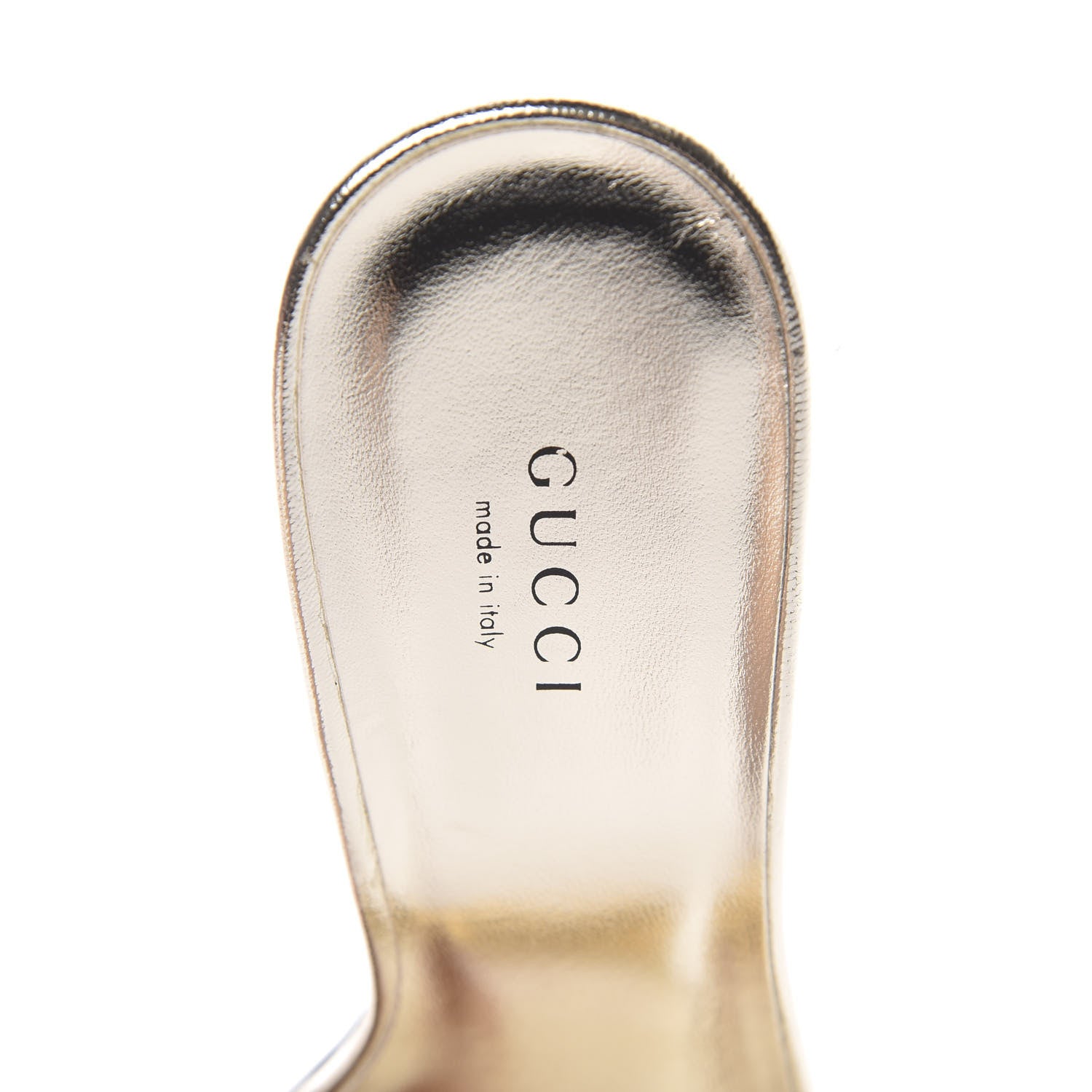 Gucci Metallic Nappa Dora Tiger Head Mid Heel Slide Sandals 38.5 Gold 8 of 9