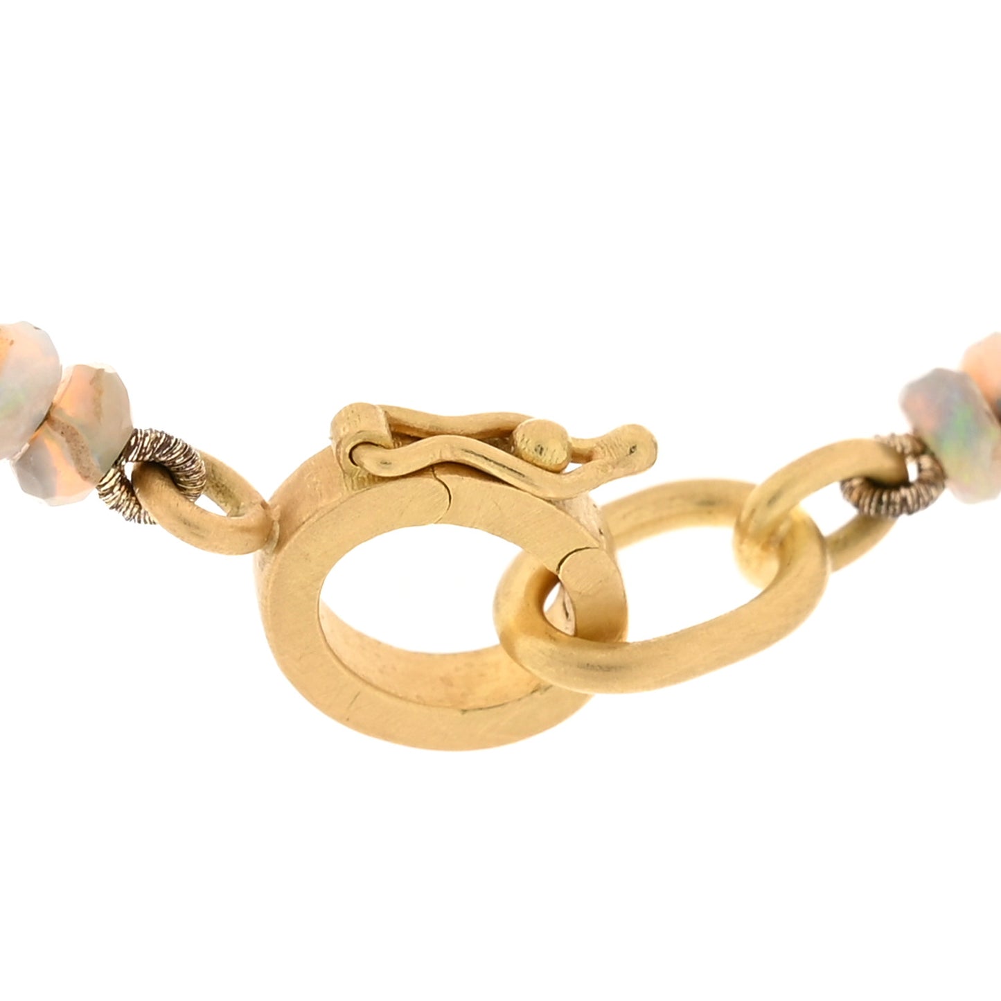 18K Yellow Gold Opal Candy Beaded Necklace