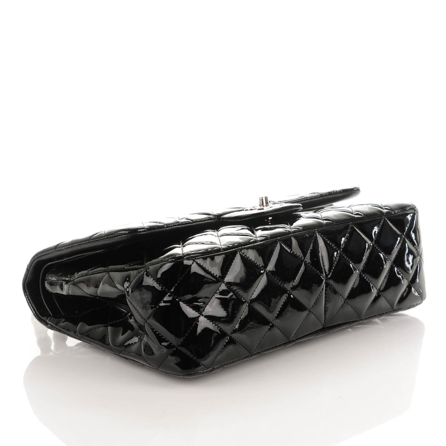 Patent Quilted Jumbo Double Flap Black