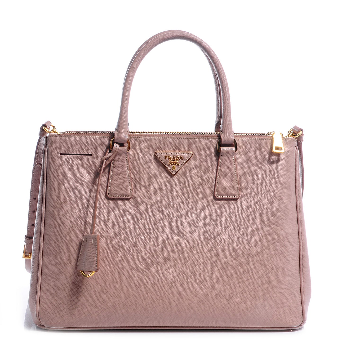 Saffiano Lux Medium Double Zip Tote Cammeo