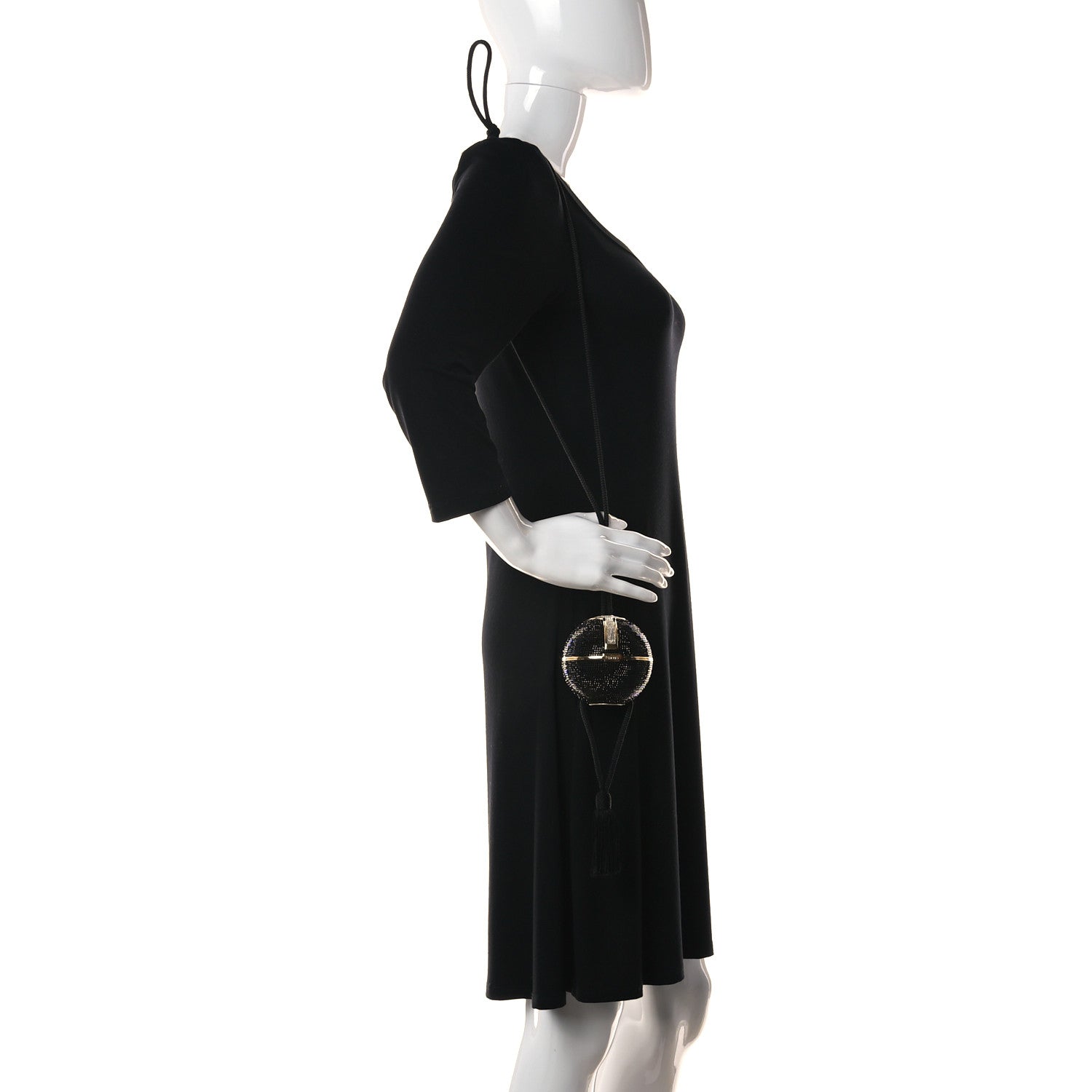 Judith Leiber Swarovski Crystal Disco Ball Minaudiere Clutch Black Gold 2 of 11