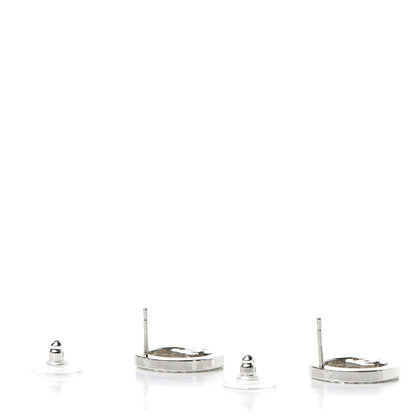 Chanel Crystal CC Round Earrings Silver 3 of 5