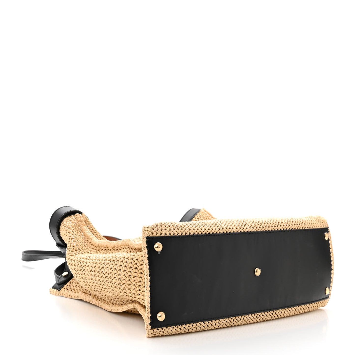 Raffia Vitello King Macrame Mesh Medium Peekaboo X-Tote Natural Black Cuoio