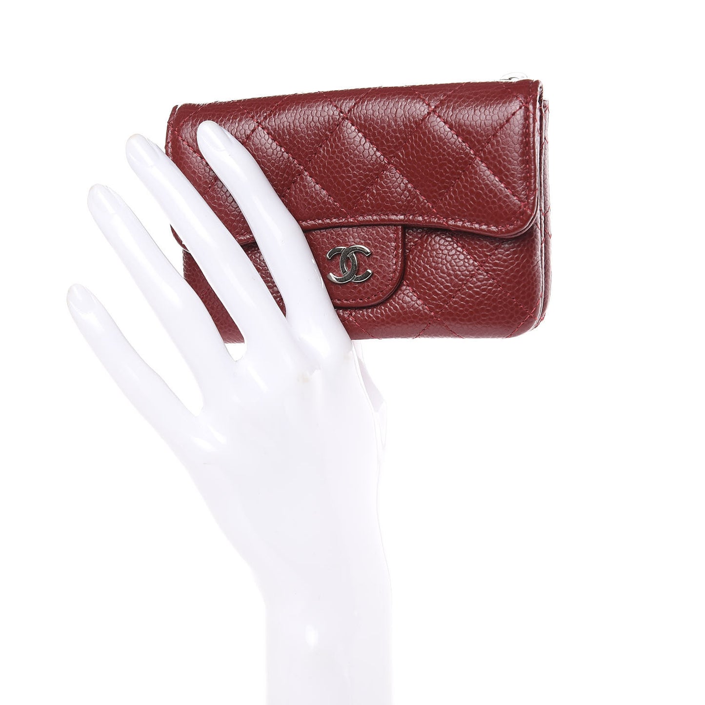 Caviar Quilted Coin Purse Dark Red