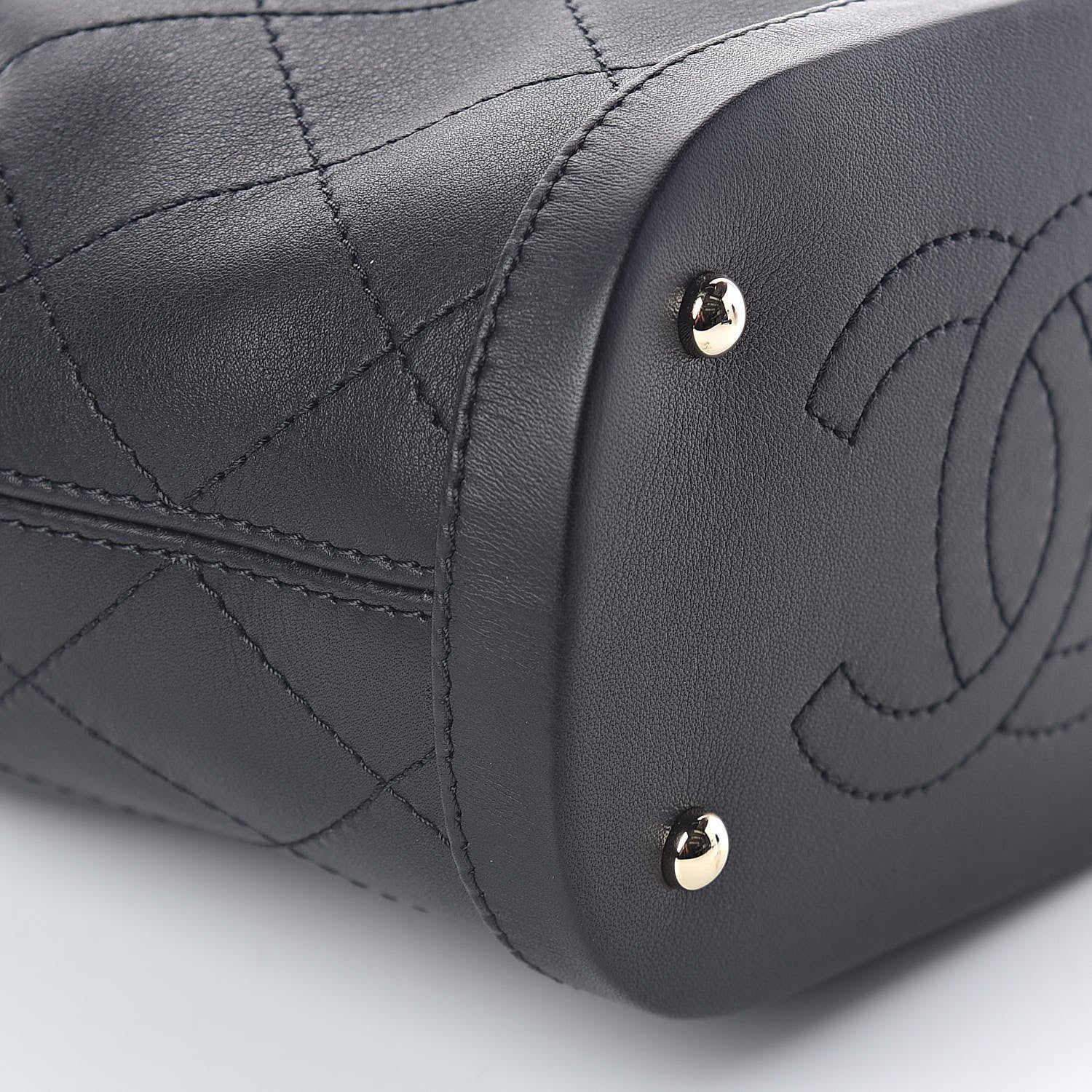 Chanel Calfskin Stitched Mini Drawstring CC Bag Black 9 of 11