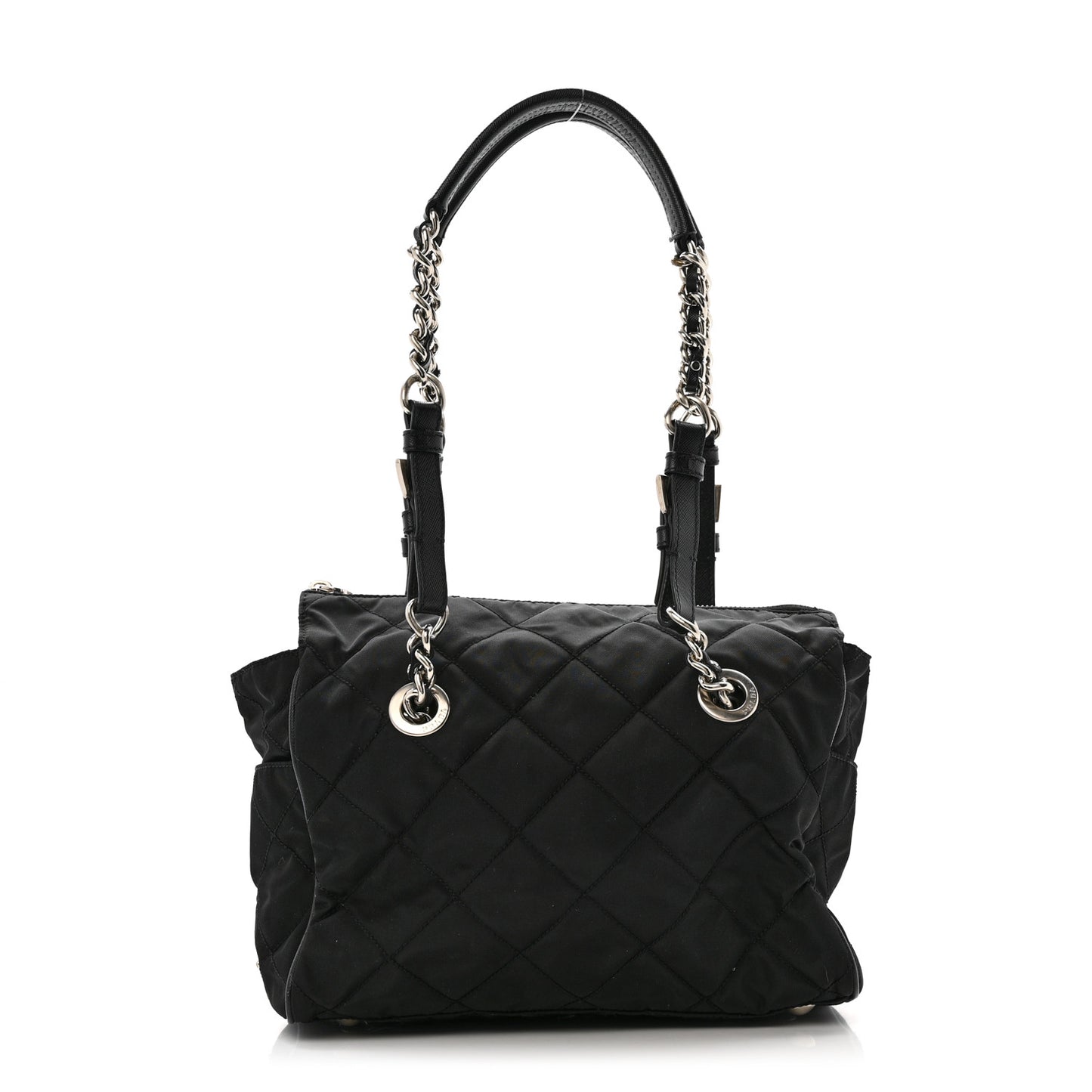 Tessuto Nylon Impunturato Quilted Shopping Tote Black