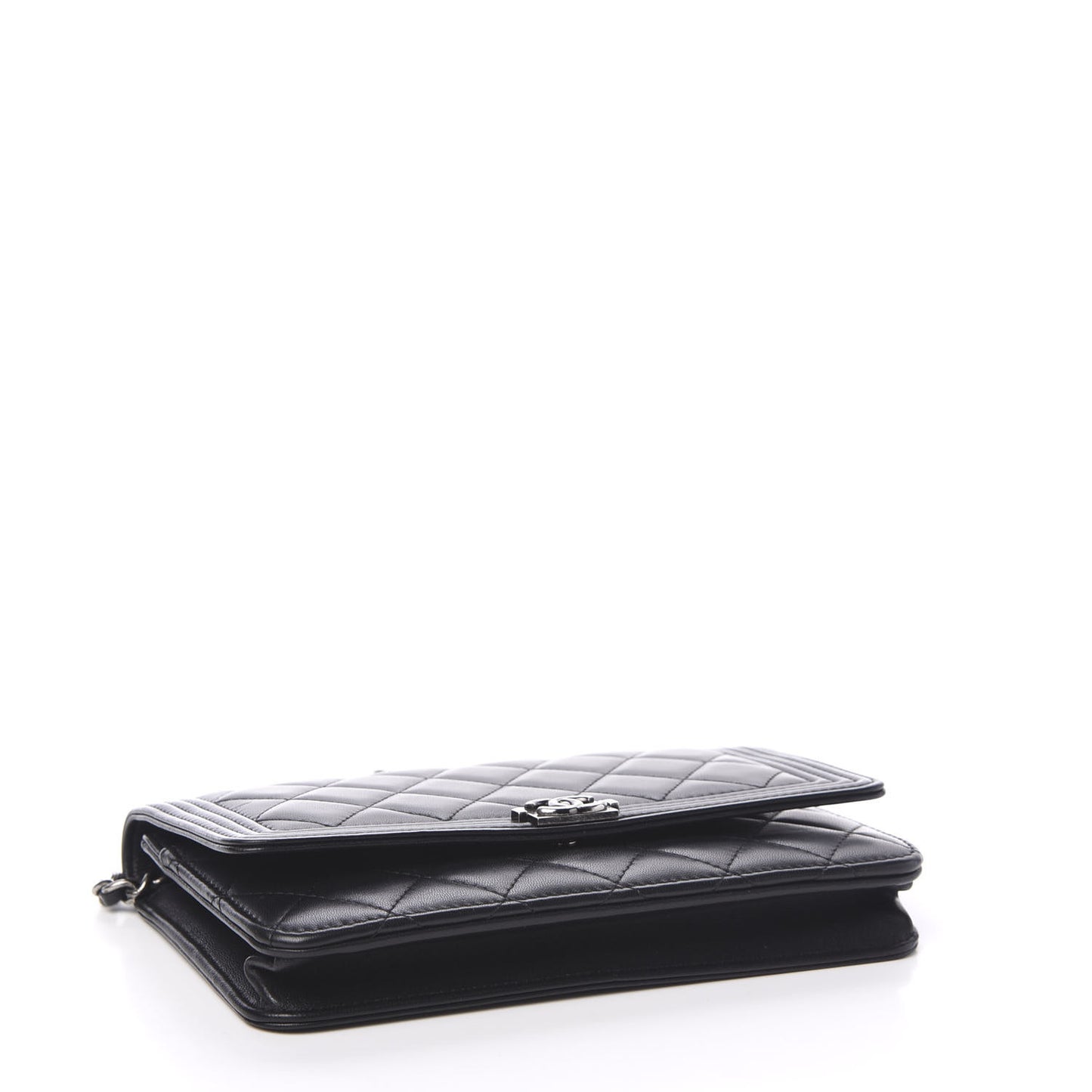 Lambskin Quilted Boy Wallet On Chain WOC Black