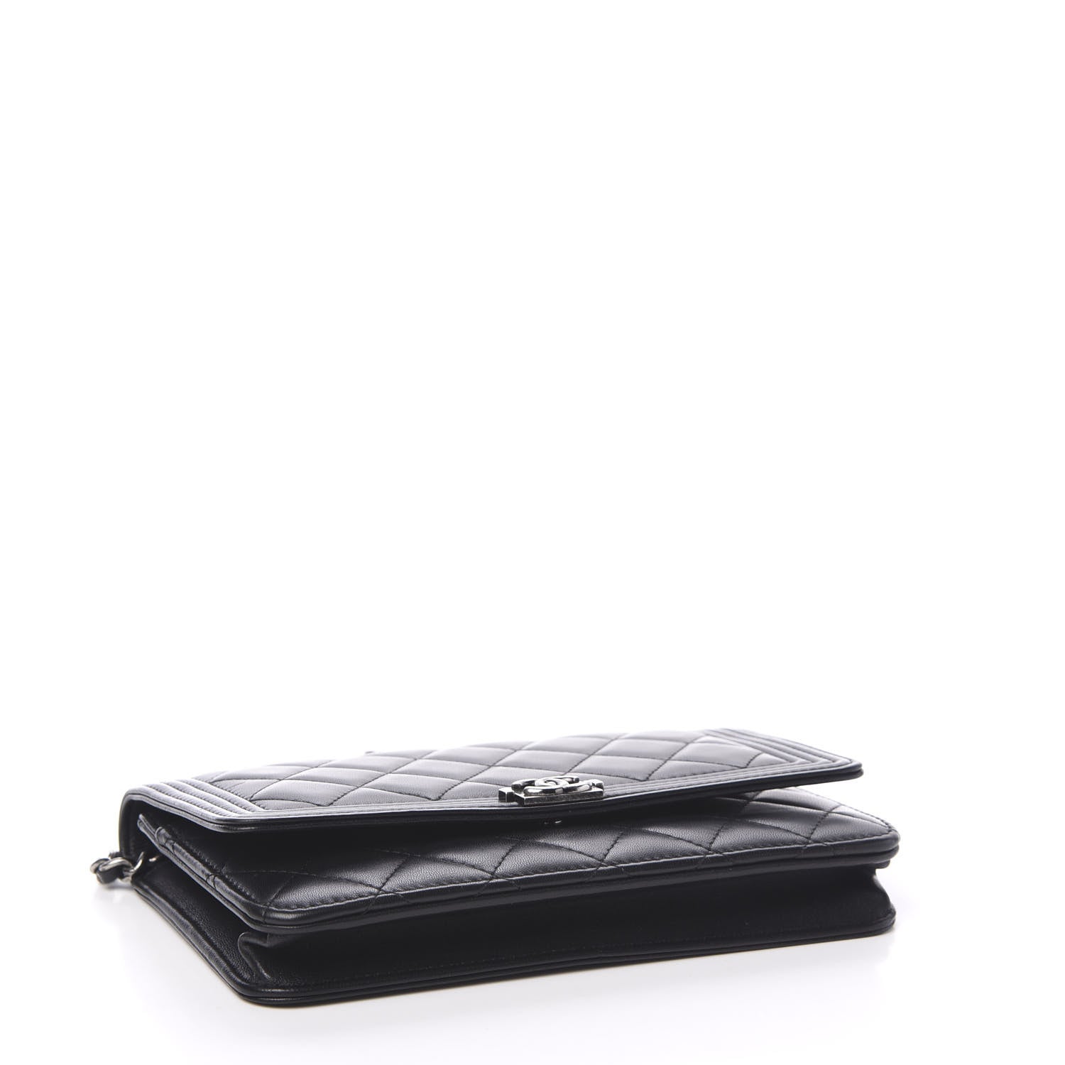 Chanel Lambskin Quilted Boy Wallet On Chain WOC Black 3 of 11
