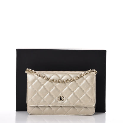 Chanel Caviar Quilted Wallet On Chain WOC Light Gold 10 of 10