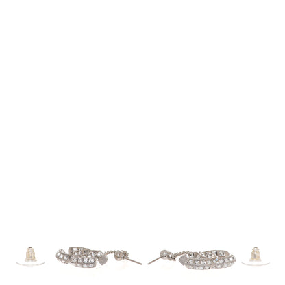 Chanel Baguette Crystal CC Drop Earrings Silver 3 of 4