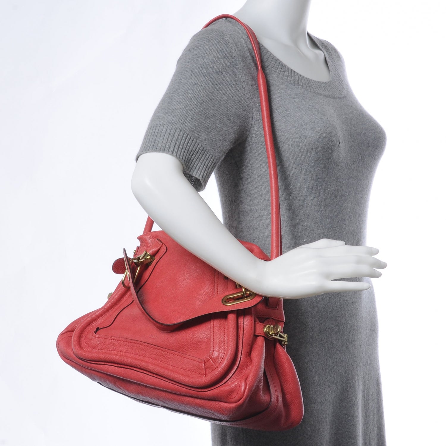 Chloe Calfskin Medium Paraty Scarlet Red 2 of 8
