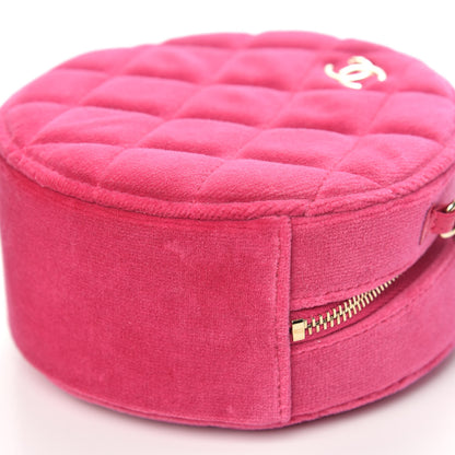 Chanel Velvet Round Quilted Pearl Crush Clutch With Chain Pink 9 of 10