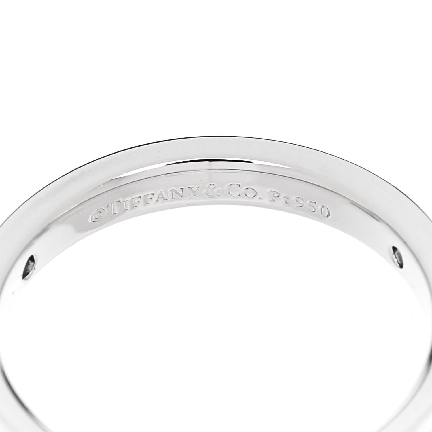 Tiffany Platinum Diamond Logo Band Ring 52 6 4 of 4