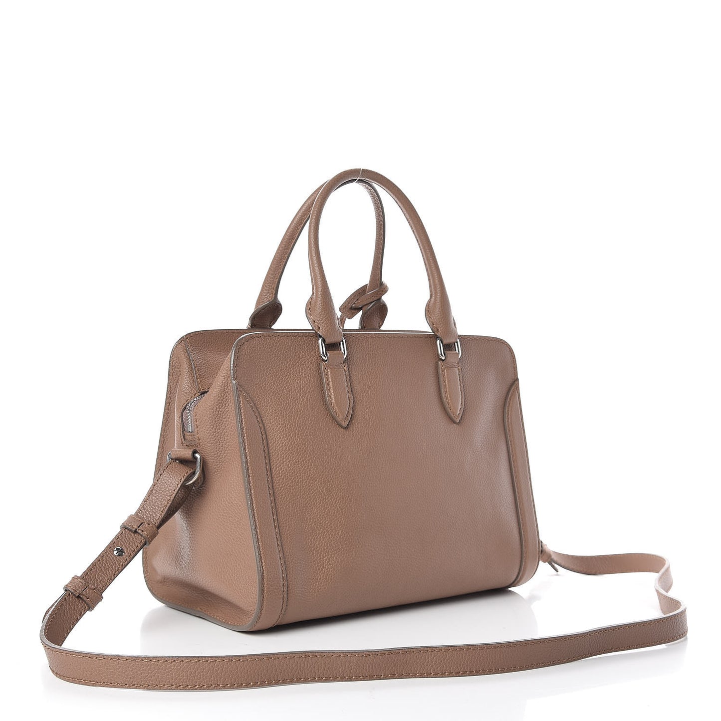 Pebbled Calfskin Small Skull Padlock Zip Around Tote Cognac