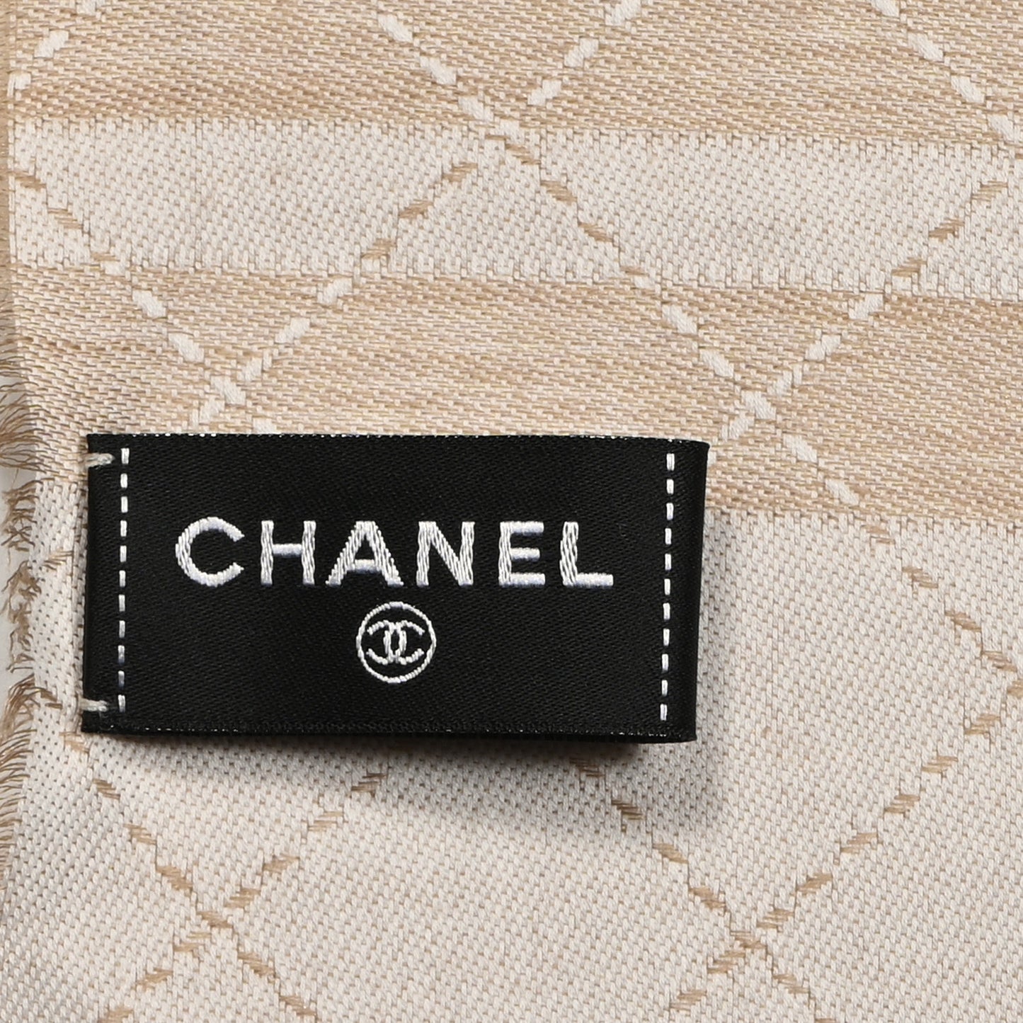 Cotton Cashmere Silk 31 Rue Cambon CC Logo Stole Beige