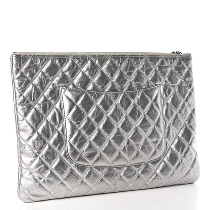 Chanel Metallic Calfskin Quilted Large Cosmo Cosmetic Case Silver 3 of 9