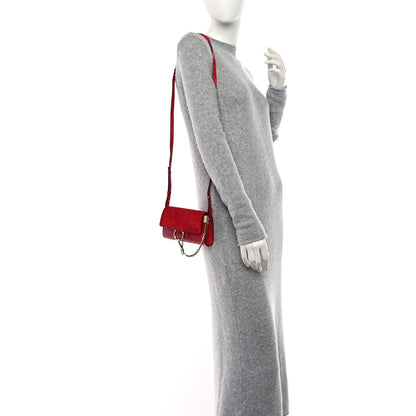 Chloe Suede Calfskin Mini Faye Shoulder Bag Tulip Red 2 of 9