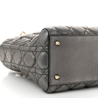 Christian Dior Metallic Grained Calfskin Cannage Medium Supple Lady Dior Steel 9 of 10