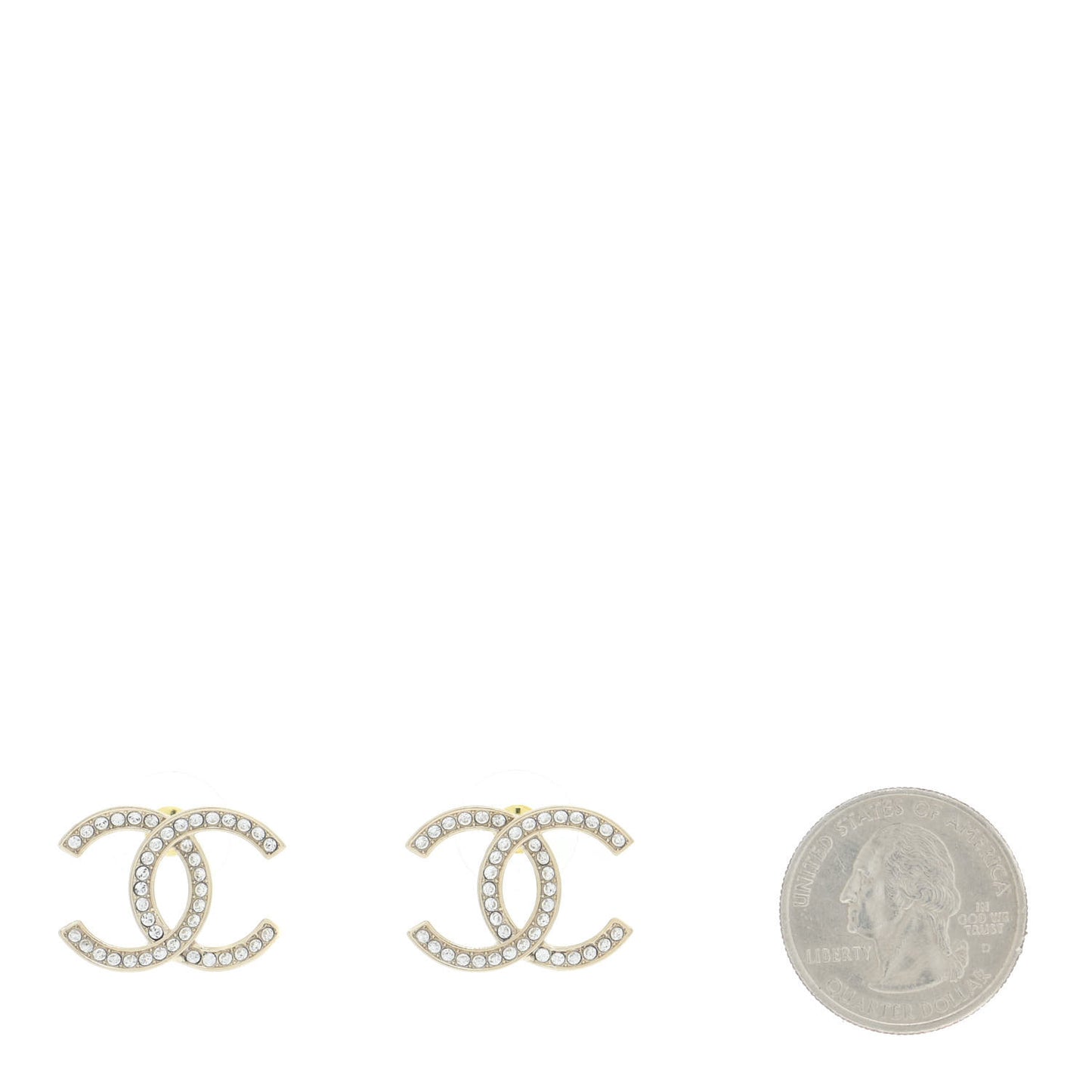 Crystal Large CC Earrings Gold