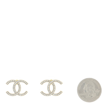Chanel Crystal Large CC Earrings Gold 2 of 5