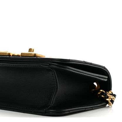 Chanel Calfskin Quilted Crystal Pearl Mini Flap Bag Black 10 of 12