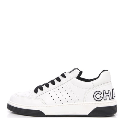 Chanel Calfskin Womens Logo Sneakers 40 Black White 1 of 8