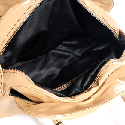 Valentino Garavani Patent Lacca Pleat Bow Satchel Sand 5 of 7